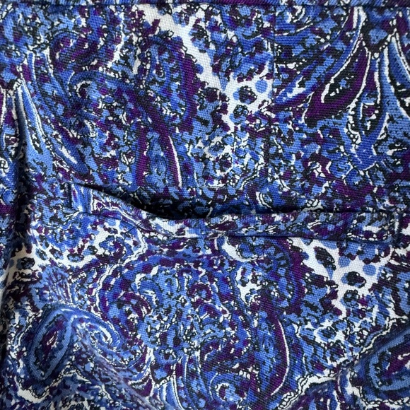 Talbots Blue/Purple/White Paisley Cotton Spandex Blend Ankle Pant size 8 - Picture 5 of 10